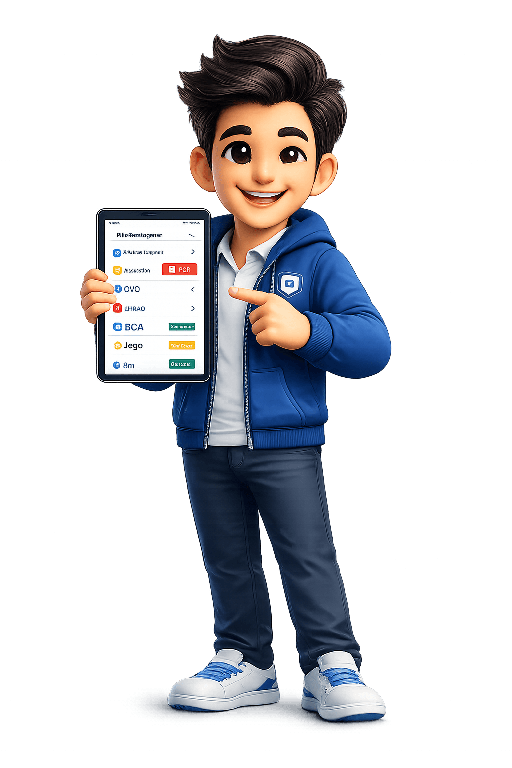 Maskot PropertiTrack menunjukkan paket & pembayaran
